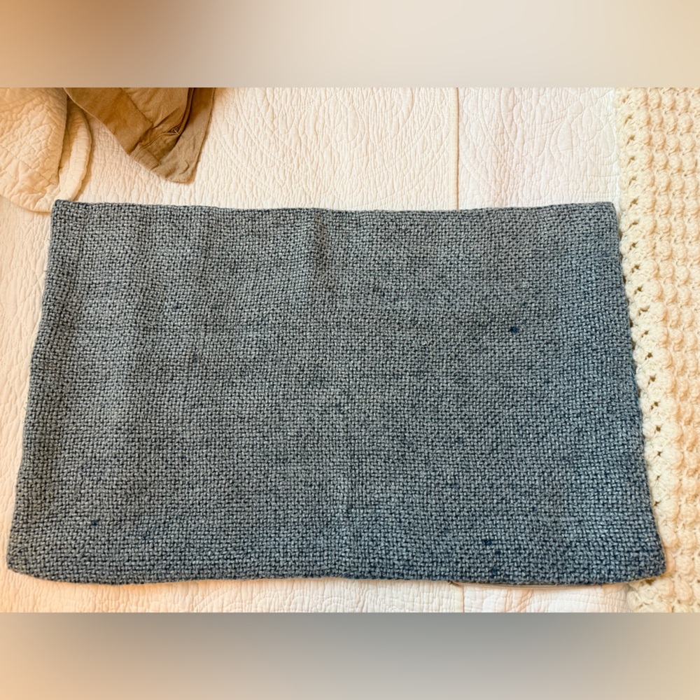 Pottery Barn textured linen and cotton lumbar pillow chambray color